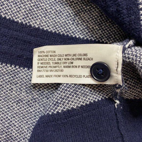 MERONA Nautical Blue Geometric Stripe Knit 100% Cotton Cardigan XL 3/4 Sleeve - Picture 7 of 10